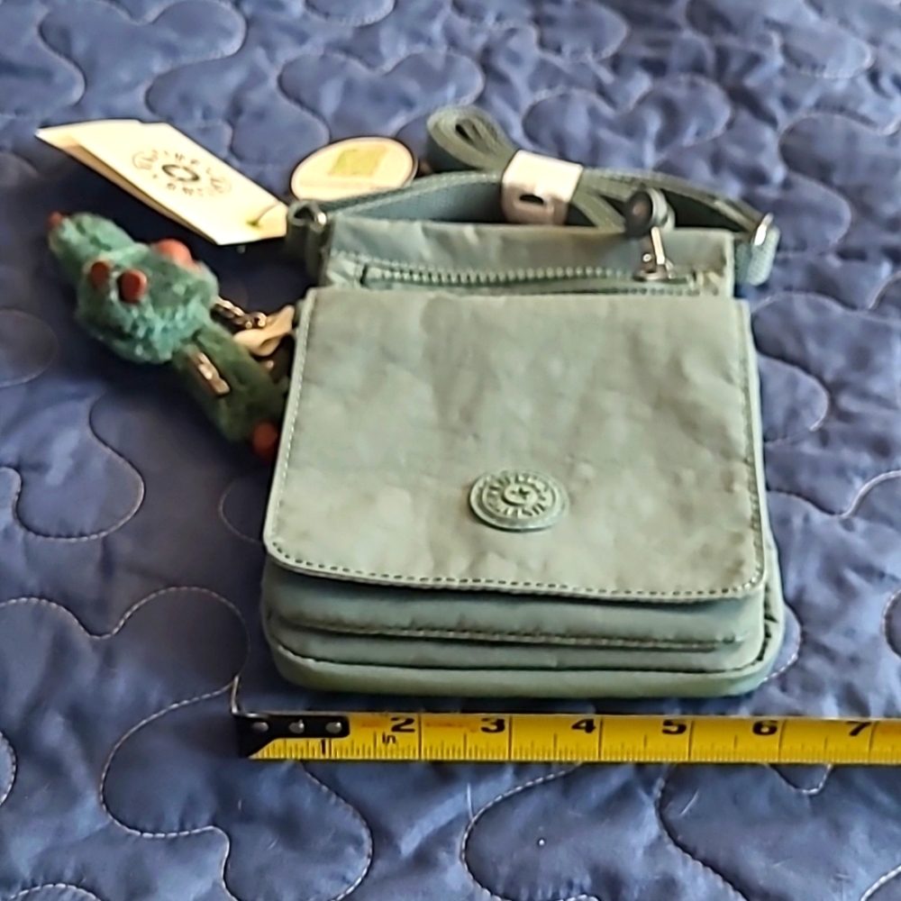 Kipling NWELDORADO Light Aloe Tonal Nylon Crossbody With Monkey Key Chain NWT